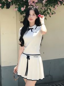 CHENDAYU | Summer Fashion Set White Collar Sleeveless Top Mini Skirt