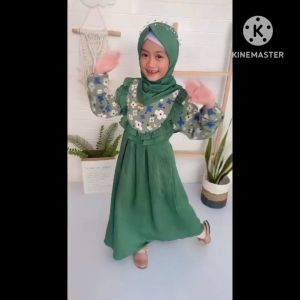 Gamis LAYLA Muslim SYARI Anak Perempuan Umur 5 - 12 Tahun Bahan Polo Linen mix Crinkle TERBARU