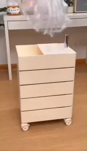 Ⓜ️ZEROIDEASⓂ️ Movable Rotating Tray Cart Trolley with Lockable Wheel Office Rotating Drawer Side Table with Rotating Drawer Movable Coffee Table Bedside Table Sofa Side Table Movable Snack Storage Trolley Makeup Storage Box Stationery Storage Box