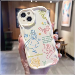 Disney Princess Compatible for IPhone 15 Plus 11 14 13 12 15 Pro Max XR X XS Max 15 7Plus 8plus Wavy Curved Edge