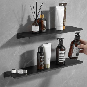 30/40/50cm Wall Shelf Metal Bathroom Floating Shelves No Drill Mirror Shower Organizer for Living Room Kitchen Storage Ledge