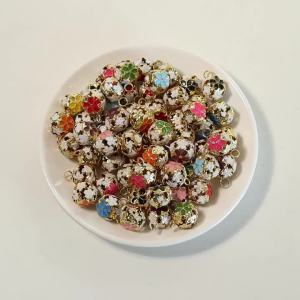 10pcs/lot Iron Oil Drop Flower Ball Bells Exquisite Metal Hollow Out Bells Charms For DIY Jewelry Findings Accessories