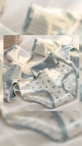 (CD10) Set 5 Quần Chip Bé Gái Mẫu Tim Xanh Quần Lót Bé Gái Kháng Khuẩn 100% Cotton an toàn