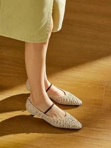 JESSICA SOPHIA | Breathable Fashionable Woven Mary Jane Kitten Heel Shoes
