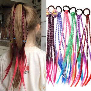 New Girls Colorful Wigs Ponytail Kids Hair Accessories Head Band Hair Ornament Headbands Rubber Bands Beauty Hair Bands Headwear
