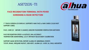 Dahua Face Recognition Terminal with Fever Screening & Mask Detection Wall Mount ASI7213X-T1