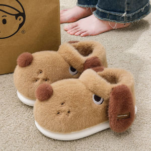 รองเท้าแตะผ้าฝ้ายอุ่นๆ สไตล์น่ารักสำหรับฤดูหนาวปี 2024 รองเท้าแตะบ้านสุดน่ารักสำหรับผู้หญิงและผู้ชาย รองเท้าแตะแบบสวมหัวแบบทันสมัย ​​พื้น EVA