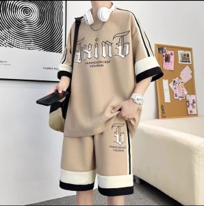 Summer Casual Sports Set for Teenage Boys Short Sleeve Shorts Large Size Male Clothing Middle School High School Students Fashion Wear