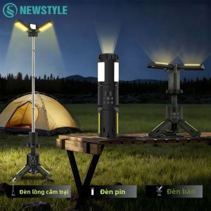 Đèn Pin LED Có Thể Sạc Lại Đèn Lồng Cắm Trại Di Động Đèn Lều Dạng Ống Lồng RGB Có Đế Từ Tính Chiếu Sáng Ngoài Trời Khẩn Cấp