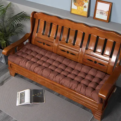 Đệm Ghế Dài Bằng Gỗ Dày Kiểu Cũ Đệm Ghế Sofa Gỗ Ba Người Họa Tiết Hoa Vải Tổng Hợp Phong Cách Trung Hoa Mới