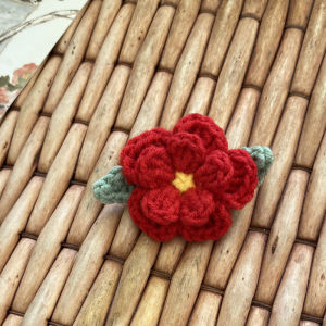 Handmade Crocheted Finished Camellia Wool Brooch Bag Sweater Accessories Flower Pin All-Match Corsage Woven