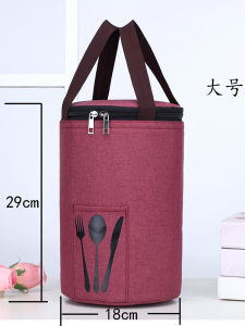 Thickened Aluminum Foil Insulated Lunch Box Bag Handheld Large Size Water-Proof round Cylinder Fashionable Storage Bag