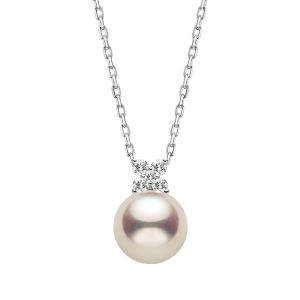 Helas | Butterfly Design Akoya Pearl Necklace with Cultured Diamonds 9k Gold