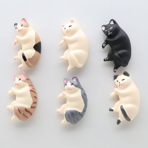แม่เหล็กติดตู้เย็นรูปแมวนอนน่ารัก 6 ชิ้น ทำจากเรซิ่น เหมาะสำหรับตกแต่งตู้เย็น งานฝีมือ และตกแต่งบ้าน