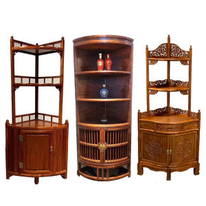 Rosewood Triangle Cabinet Solid Wood Corner Cabinet New Chinese Style Storage Multi-Functional Guest Restaurant Wine Cabinet Corner Storage Storage Rack