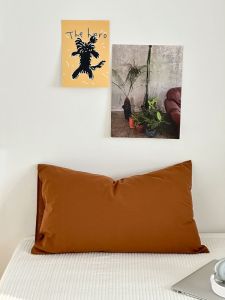 ผ้าห่มนอนผ้าฝ้ายแท้สีเดียว Pure Cotton Washed Cotton Contrast Color DIY Single Pillowcase Moonlight Bus Bedding Accessories