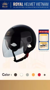 MŨ BẢO HIỂM NỬA ĐẦU 1/2 LÓT THÁO RỜI 2 KÍNH CHÍNH HÃNG ROYAL M163K(2 KÍNH)