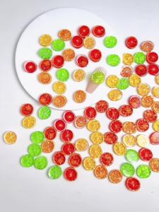 30PCS 3D Solid Color Creative Fruit Slices Resin Nail Charms Translucent Simulated Lemon Orange Flakes Nail Art Decorations DIY