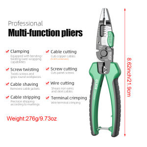 LAOA | LAOA 8.5" Electrician Pliers – Screw Twisting Wire Stripping/Cutting Terminal Crimping Cable Shaving & Clamping Multi-tool