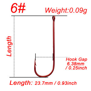 FishTrip Red Long Shank Hooks 200pcs Barbed Sea Fishing Hook High Carbon Steel Carp Jig Worm Hook Freshwate