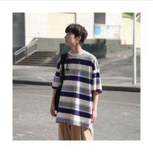 PPDshop เสื้อคอกลมลายทาง💖 มาแรง🔥เสื้อยืดลําลองแฟชั่นสําหรับผู้ชายมี 4สีให้เลือก เสื้อยืดแขนสั้นคอกลมลายทางสลับสีสุดหล่อเท่ห์ เสื้อแฟชั่นเนื้อนิ่มเบาสวมใส่สบายไม่ร้อนใส่ได้ทุกโอกาส👌