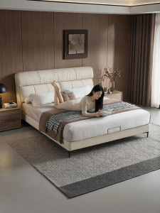 Airland | Modern Minimalist Luxurious Wedding Bed Genuine Leather 1.8m