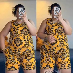 Comfy Cotton Spandex Pambahay Terno Set - Sando & Shorts with Stylish Prints (Fits Medium to XL)