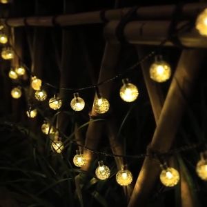 MORTAR Solar String Lights Outdoor Waterproof Christmas Crystal Ball Fairy Lights Patio Bulb For Wedding Party