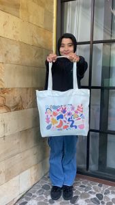 Tote bag Kanvas Aesthetic Totebag Kanvas Landscape Penutup Resleting