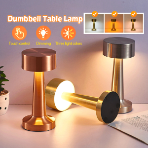 โคมไฟร้านอาหาร โคมไฟตั้งโต๊ะ LED 3 สี เซนเซอร์แบบสัมผัส ชาร์จไฟได้ สไตล์เรโทร สําหรับตกแต่งบาร์ โต๊ะทานอาหาร