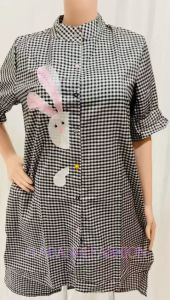 DRESS BUNNY SQUARE 998 / Dress Realpict Bahan katun kotak + bordir All Size Fit To L