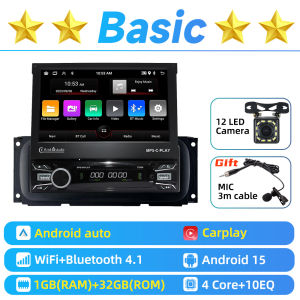 1 Din 7" Telescopic Screen Car Stereo Android for Dodge Viper 2003-2010 CarPlay Auto GPS Multimedia Radio HeadUnit Autoradio