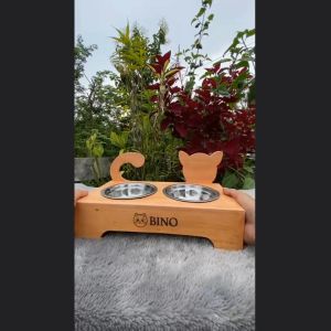 Tempat Makan Minum Kucing Lucu Motif Kucing Custom Nama
