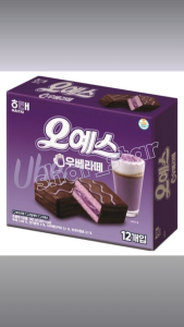 Haitai Oyes Ube Latte Cracker Sandwich Cookies 360g Korean Snack Purple Yam Taro Flavor Choco Coated Biscuit