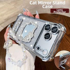 YILONG | Cat Mirror Stand Shockproof iPhone Case 适用于 Apple 17ProMax