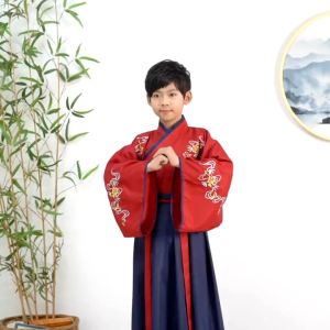 Ekana Hanfu Boys Chinese School Clothes Chinese Style Ancient Costume Book Childrens Clothing Three-Character Classic
