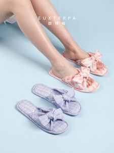 Dép Nữ EUXTERPA Mùa Hè Mới Thắt Nút Bướm Vải Chống Trượt Nhẹ Thoải Mái Trong Nhà Trong Nhà Sàn Bằng Vải