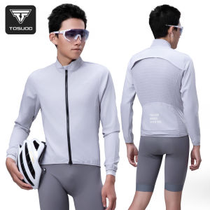TOSUOD Cycling Jersey Breathable Quick Drying Windproof Two-Way Zipper Design Cycling Jacket Three Pockets Sports Clothing