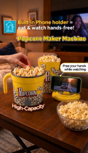 WeHome Popcorn Maker Machine with Free Popcorn Corn Portable Automatic Popcorn Machine for Home Made Movie Night
