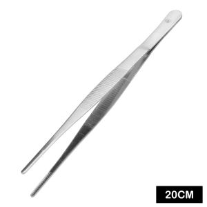 20CM/30CM Long Barbecue Food Tong Stainless Steel Home Medical Garden Kitchen BBQ Tool Toothed Tweezer Straight Tweezer
