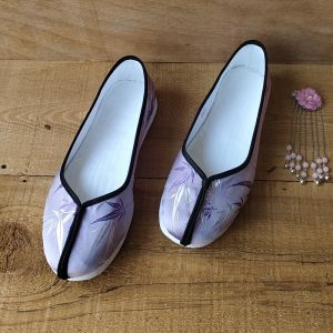 Handmade Beijing Ladies Flat Shoes Comfortable Breathable Casual round Toe Traditional Hanfu Footwear Lightweight Cotton Slip-On