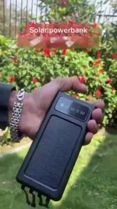Solar power bank original 100000mAh With LED display and light build 4 cables 2.1A Fast charging powerbank For iphone