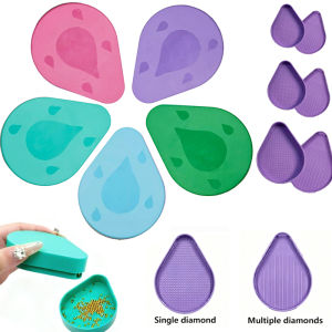 Diamond Painting Accessories-Tools Trays Kits - Stackable Diamond Painting Tray with Lid Funnel Cyan Bead Crafts