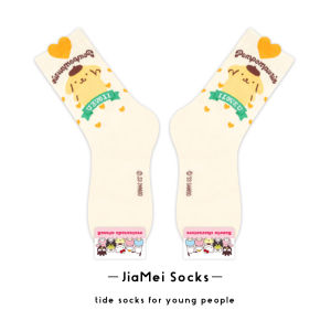 Sanrio Womens Mid-Calf Socks Cute Cartoon Kawaii Cotton Moisture Wicking Comfortable Socks Pachat Dog Doraemon Design