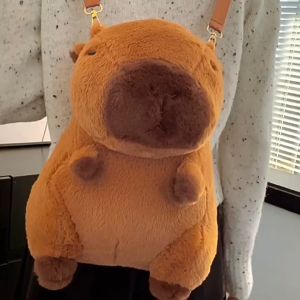 1*Capibala Crossbody Bag Kawaii Capybara Plush Backpack for Women Versatile Cartoon Funny Capibala Crossbody Bag Large Capacity Tote Bag