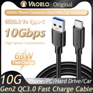VAORLO สาย Gen2 USB 3.2 10Gbps สายเคเบิล USB C สาย SSD พร้อม 3A 60W QC 3.0 ชาร์จ รวดเร็ว สายเคเบิล ถ่ายโอนข้อมูล USB C อะไหล่
