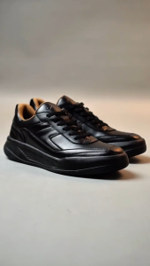 OTIV Maximus Black - Sepatu Sneakers Kulit Casual Pria Kuliah Kerja Travelling Riding