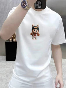 Áo Thun Cotton in Họa Tiết Hoạt Hình Tay Ngắn Mùa Hè 2025 Thời Trang Nam Áo Thun Cotton Phong Cách Nửa Tay Áo Cặp Đôi