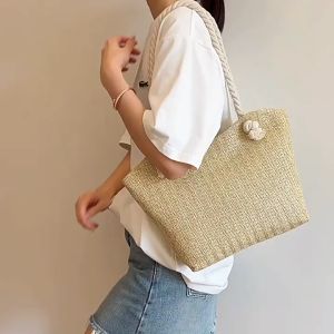 กระเป๋าสะพายข้าง กระเป๋าผู้หญิง กระเป๋าผ้า กระเป๋าสานมีซิบ กระเป๋าอเนกประสงค์ กระเป๋าถือ ฤดูร้อนไปทะเลความจุได้เยอะ