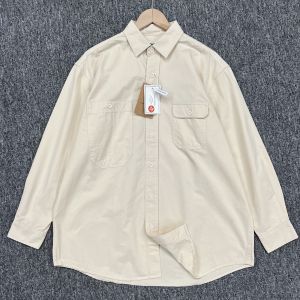 American Style Pure Cotton Work Shirt Mens Long Sleeve Flip Collar Breathable Outerwear Spring Autumn Casual Fashion